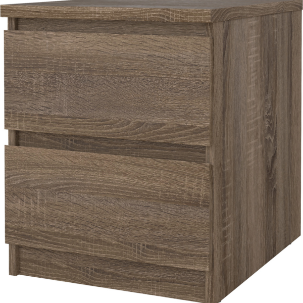 Sengebord Vesterholm Naia - mørk natur, FSC-certificeret spånplade, 2 skuffer, H49,5ÃB40,4ÃD50 cm
